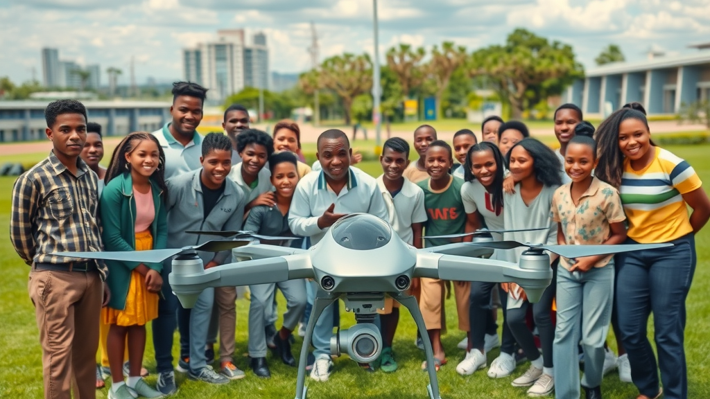 Africa youth at aviation and aerospace forum in Nairobi with drone and skyline