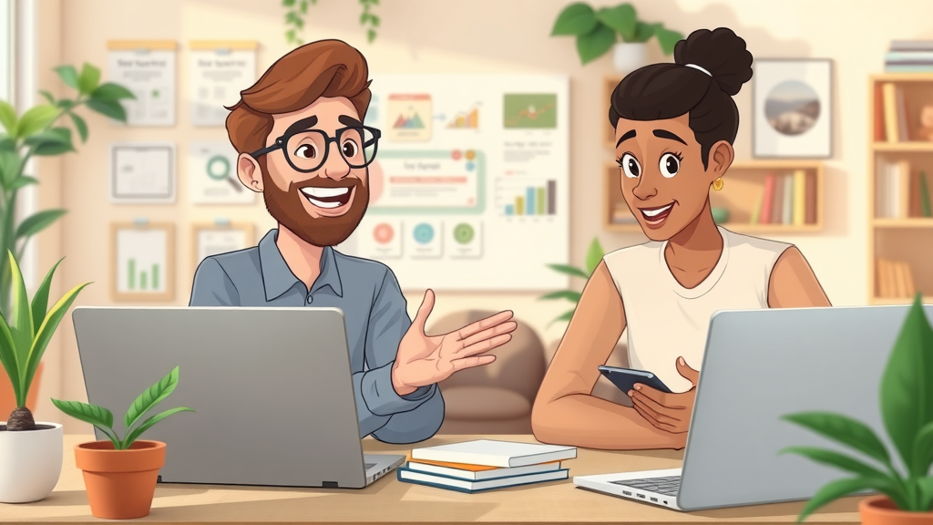 Overcoming digital leadership challenges: mentor guiding team with digital tools