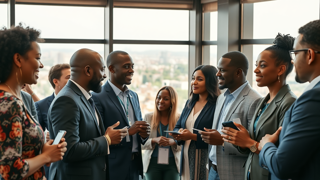 Fintech professionals networking at FITSPA World Fintech Day speakers event