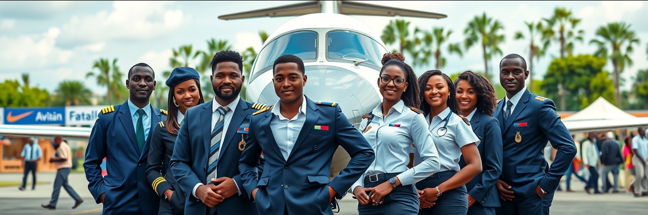 Diverse African youth at Africa Youth Aviation & Aerospace Forum airfield expo