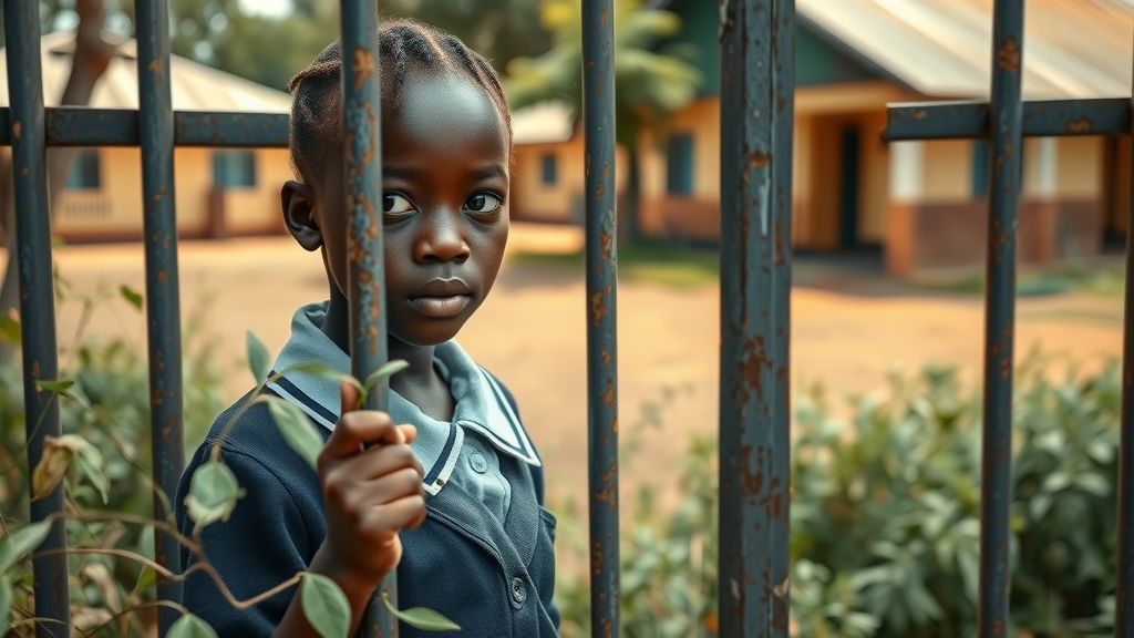 Solemn African girl locked out of school, education and women’s health threatened by UK foreign aid cut