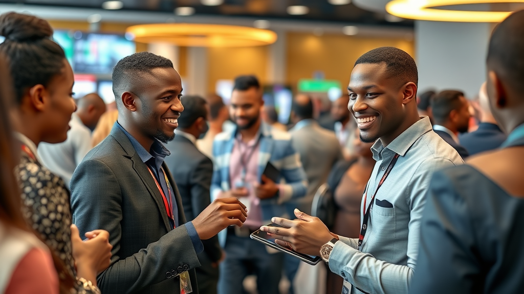 Entrepreneurs networking at Kampala event for virtual creative social media growth